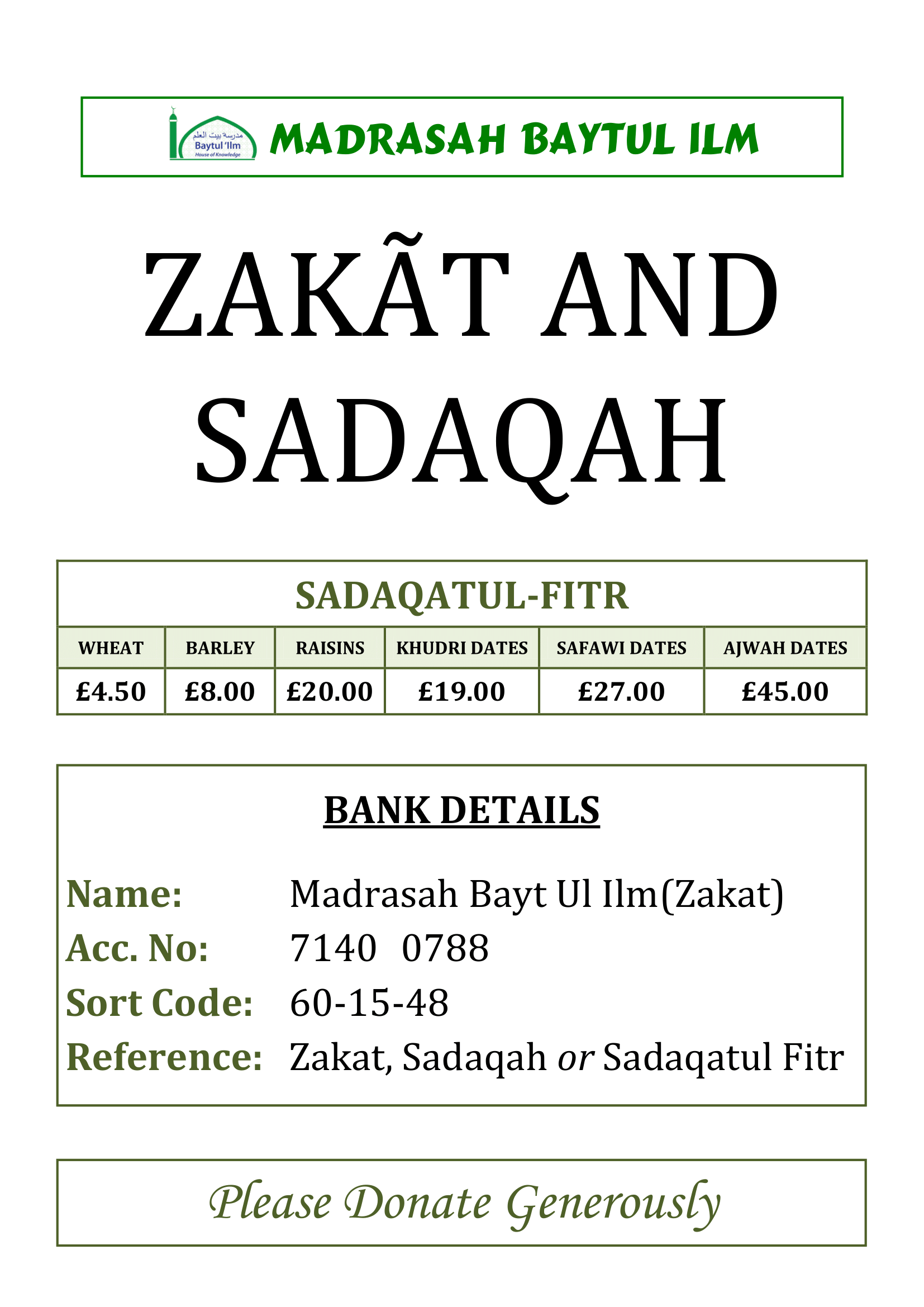 Zakat Sadaqah Notice