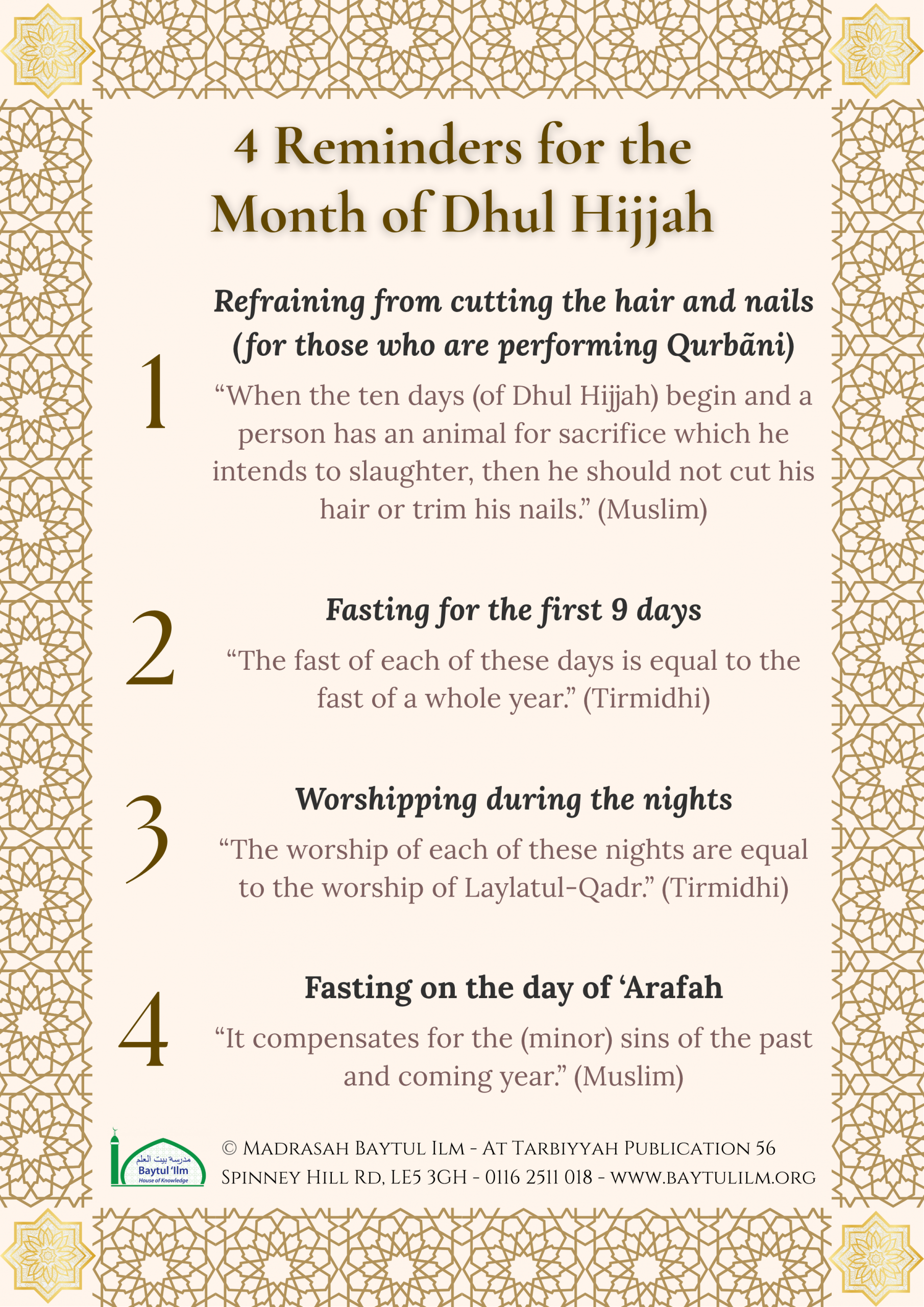 4 Reminders for the Month of Dhul Hijjah
